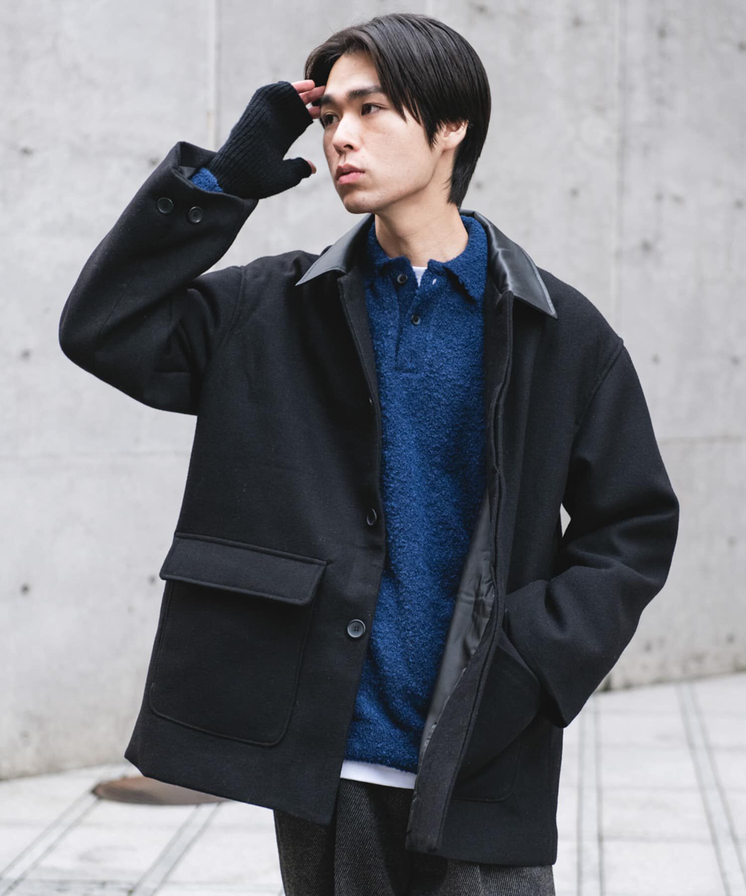 URBAN RESEARCH DOORS「ウールブレンドカバーオール」|その他|ブラック