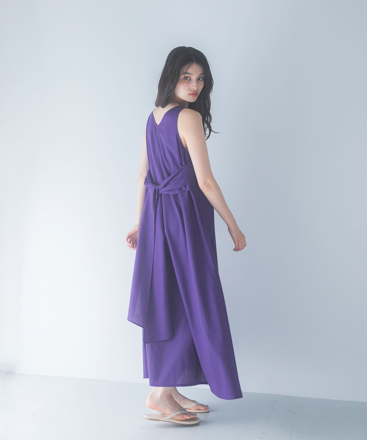URBAN RESEARCH ROSSO「リネン混リボンドレス」|ワンピース|ブルー系その他