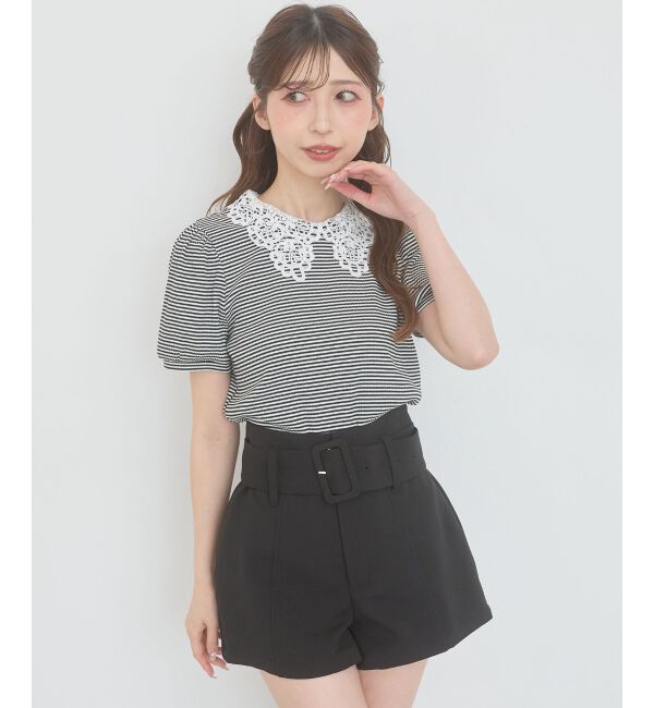  「2WAYレース襟パフスリーブトップス」|Tシャツ・カットソー|