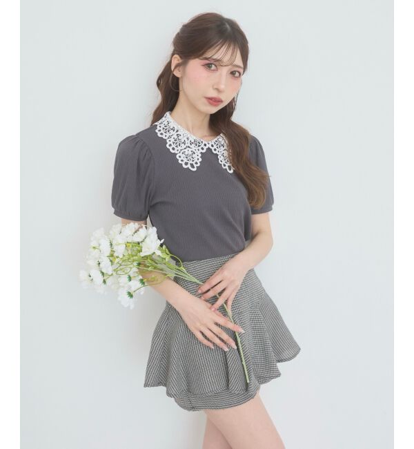  「2WAYレース襟パフスリーブトップス」|Tシャツ・カットソー|