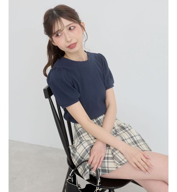  「2WAYレース襟パフスリーブトップス」|Tシャツ・カットソー|