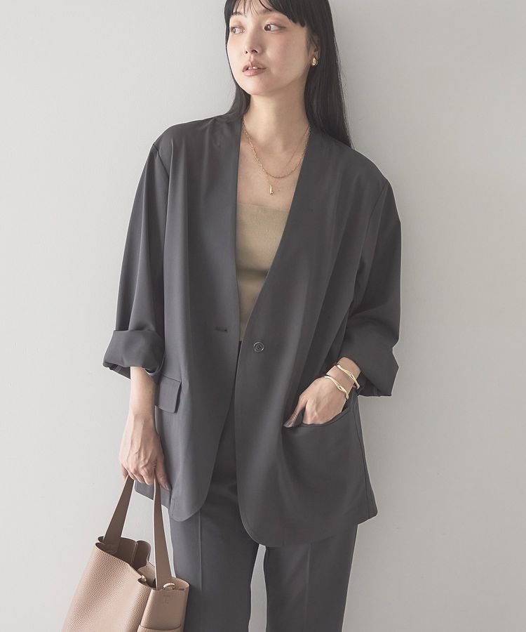 AMERICAN HOLIC「【マルチ機能】ノーカラージャケット」|テーラードジャケット|Charcoal Gray