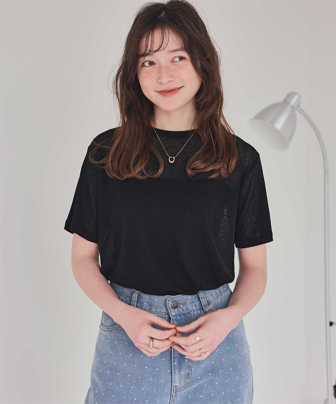 titivate「ハーフスリーブシアーカットソートップス」|Tシャツ・カットソー|