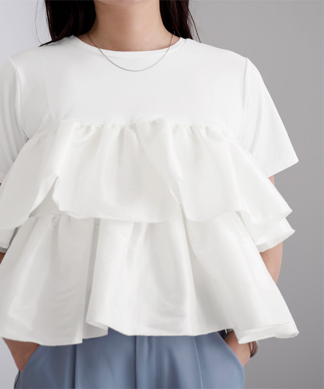 ur's「シャイニーティアードフリルトップス」|Tシャツ・カットソー|