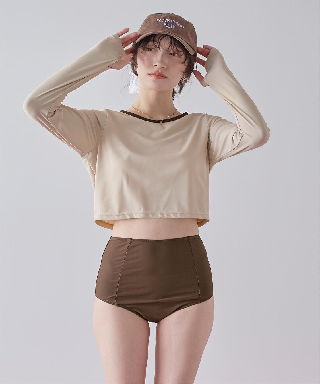 SEA DRESS「3点セット/パイピング長袖ビキニ&times;ショートパンツ/水着」|ビキニ|