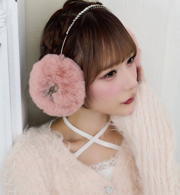  「【Premium order】ビジュー付きフェイクファーイヤーマフ」|その他|ピンク