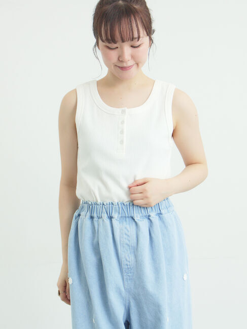 Samansa Mos2「前後2WAYヘンリーテレコタンクトップ」|Tシャツ・カットソー|オフホワイト