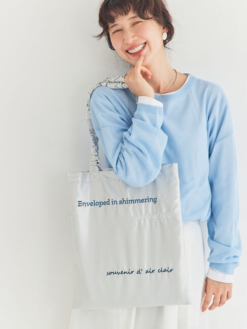 Samansa Mos2「サテンロゴ刺繍トートバッグ」|その他|グレー