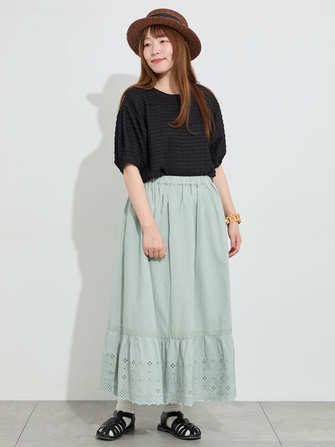 Samansa Mos2「【販路限定】裾レース切替ギャザースカート」|スカート|