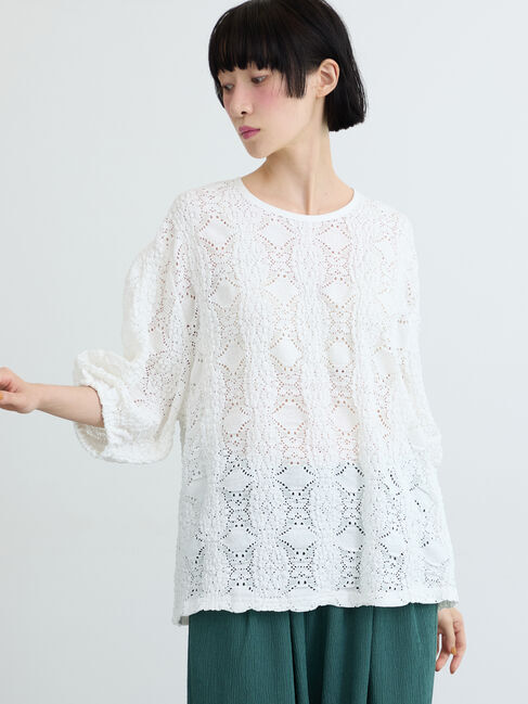 Samansa Mos2「◇花ジャガードプルオーバー」|Tシャツ・カットソー|オフホワイト