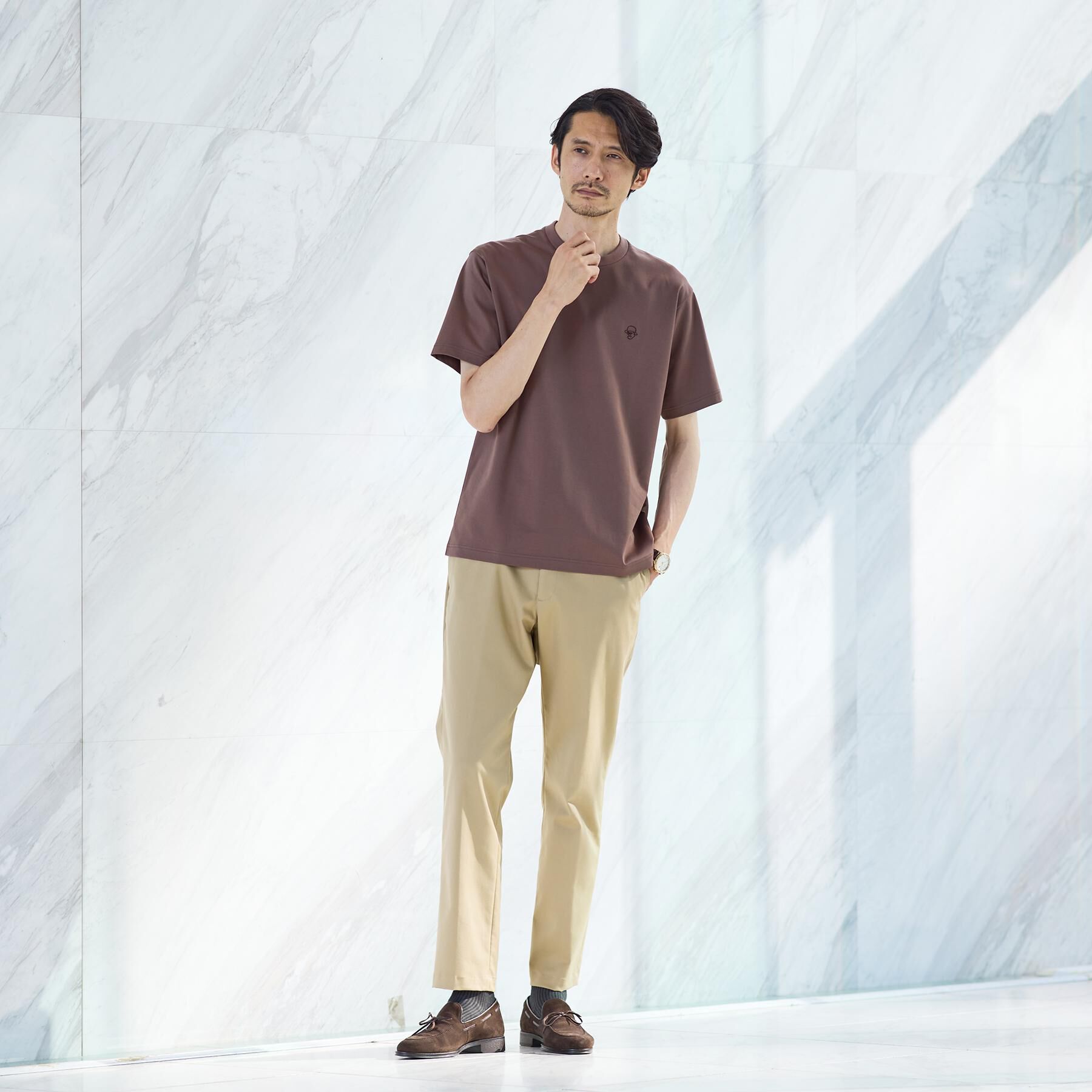 TAKEO KIKUCHI「ワンストローク刺繍 半袖 Tシャツ」|Tシャツ・カットソー|