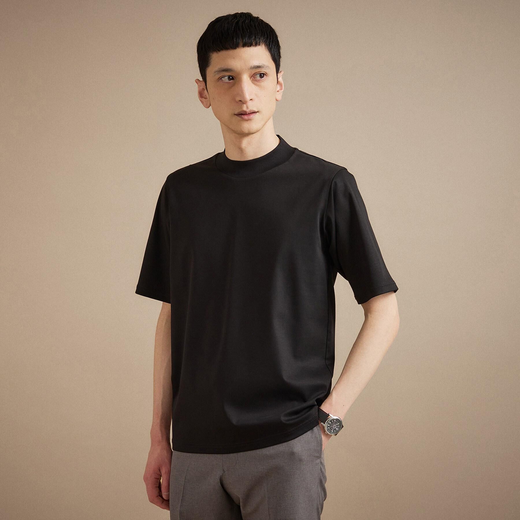 TAKEO KIKUCHI「【接触冷感】アイスクリアコットン モックネック Tシャツ」|Tシャツ・カットソー|ブラック(019)