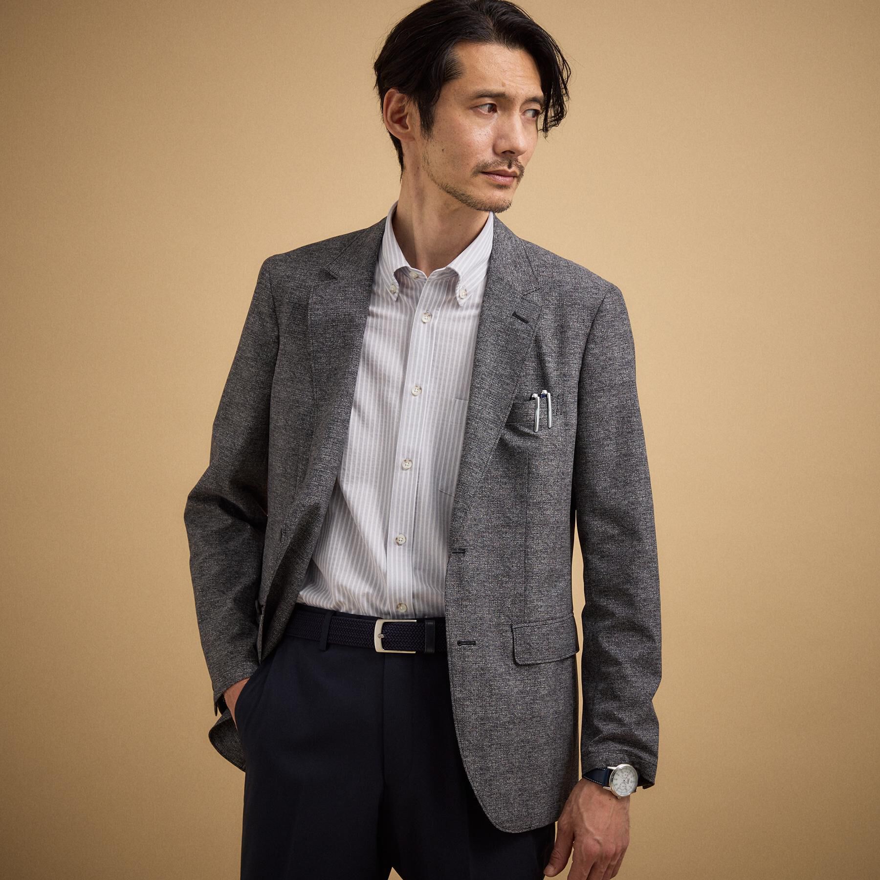 TAKEO KIKUCHI「【接触冷感】ジャージストライプ シャツ」|シャツ・ブラウス|