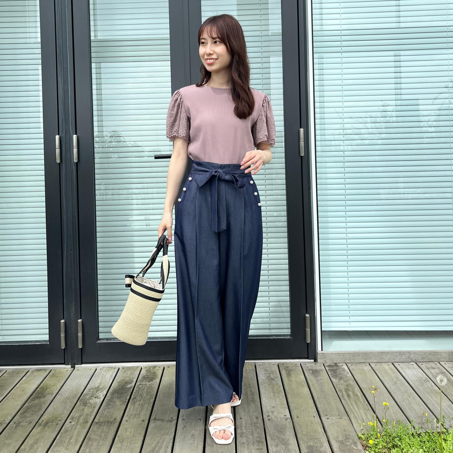 Couture broach「【洗える】袖レース テレコトップス」|Tシャツ・カットソー|