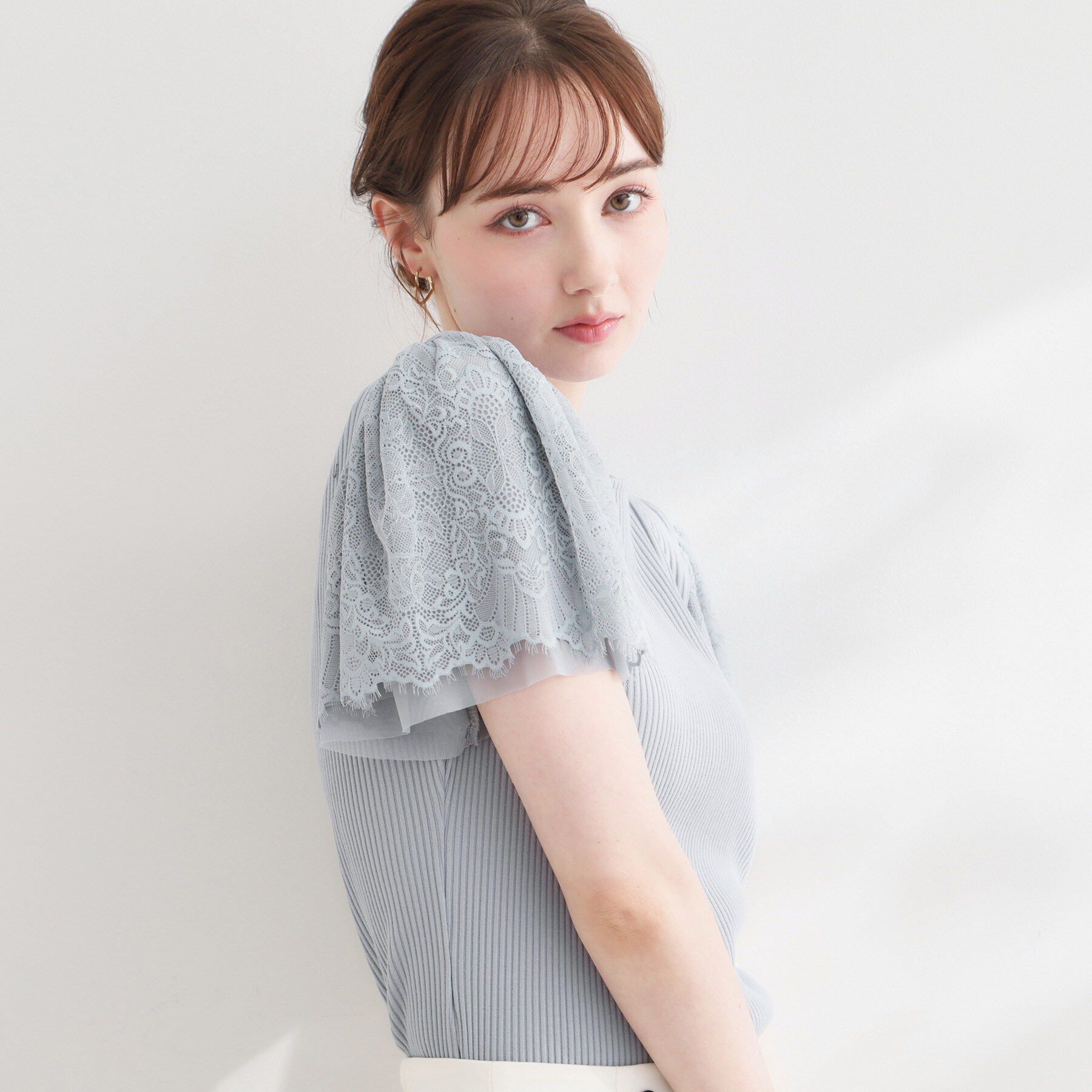 Couture broach「【洗える】袖レース テレコトップス」|Tシャツ・カットソー|
