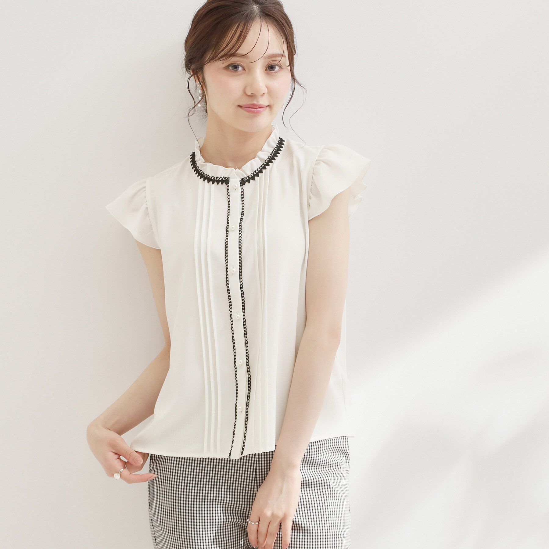 Couture broach「【洗える】ピコレース ピンタックブラウス」|シャツ・ブラウス|