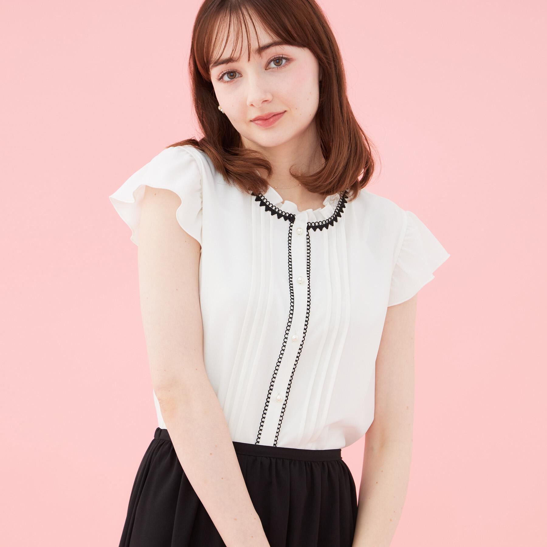 Couture broach「【洗える】ピコレース ピンタックブラウス」|シャツ・ブラウス|
