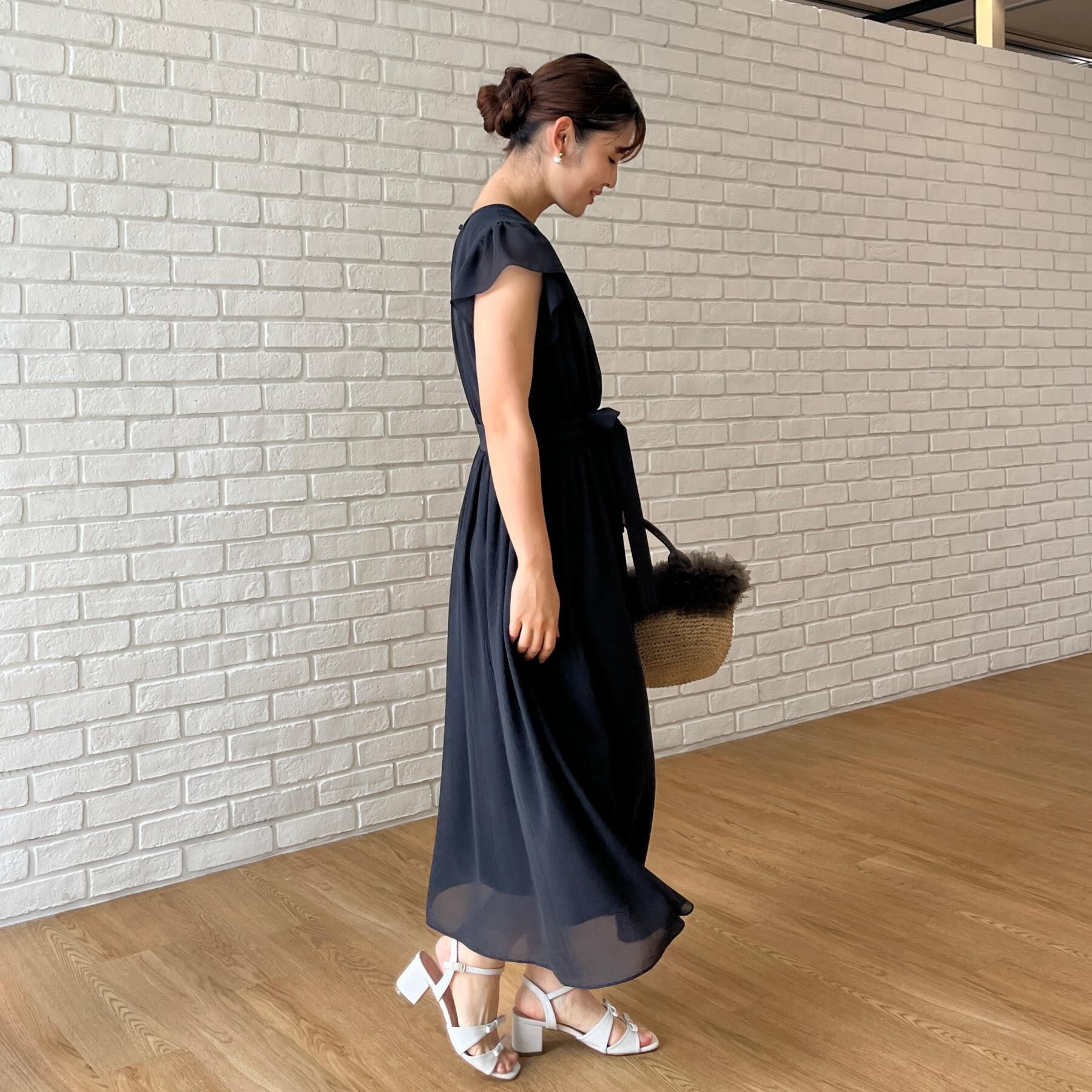 Couture broach「【洗える】袖フリル シフォン ギャザーワンピース」|ワンピース|