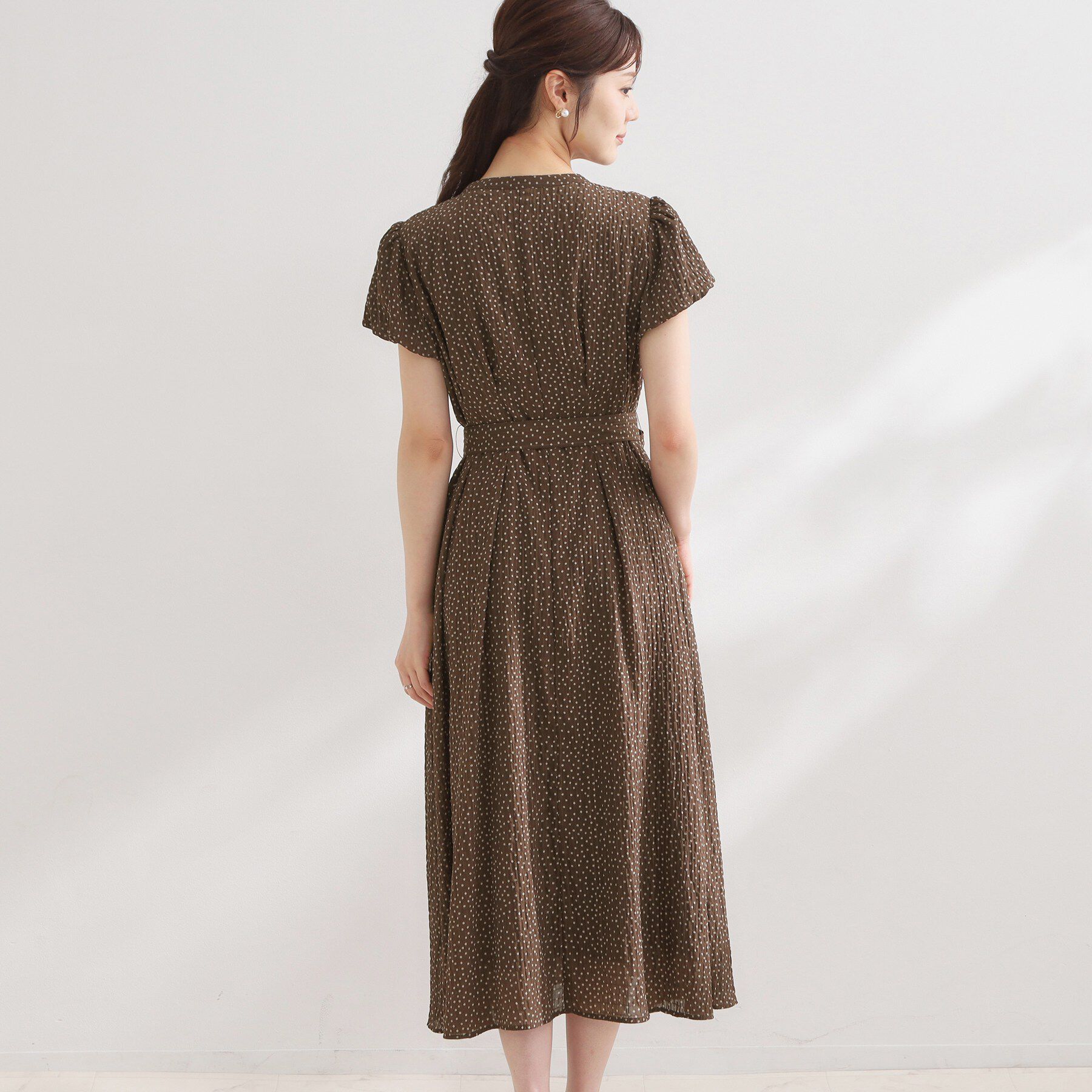 Couture broach「【洗える】フロントフリル ドット柄ワンピース」|ワンピース|