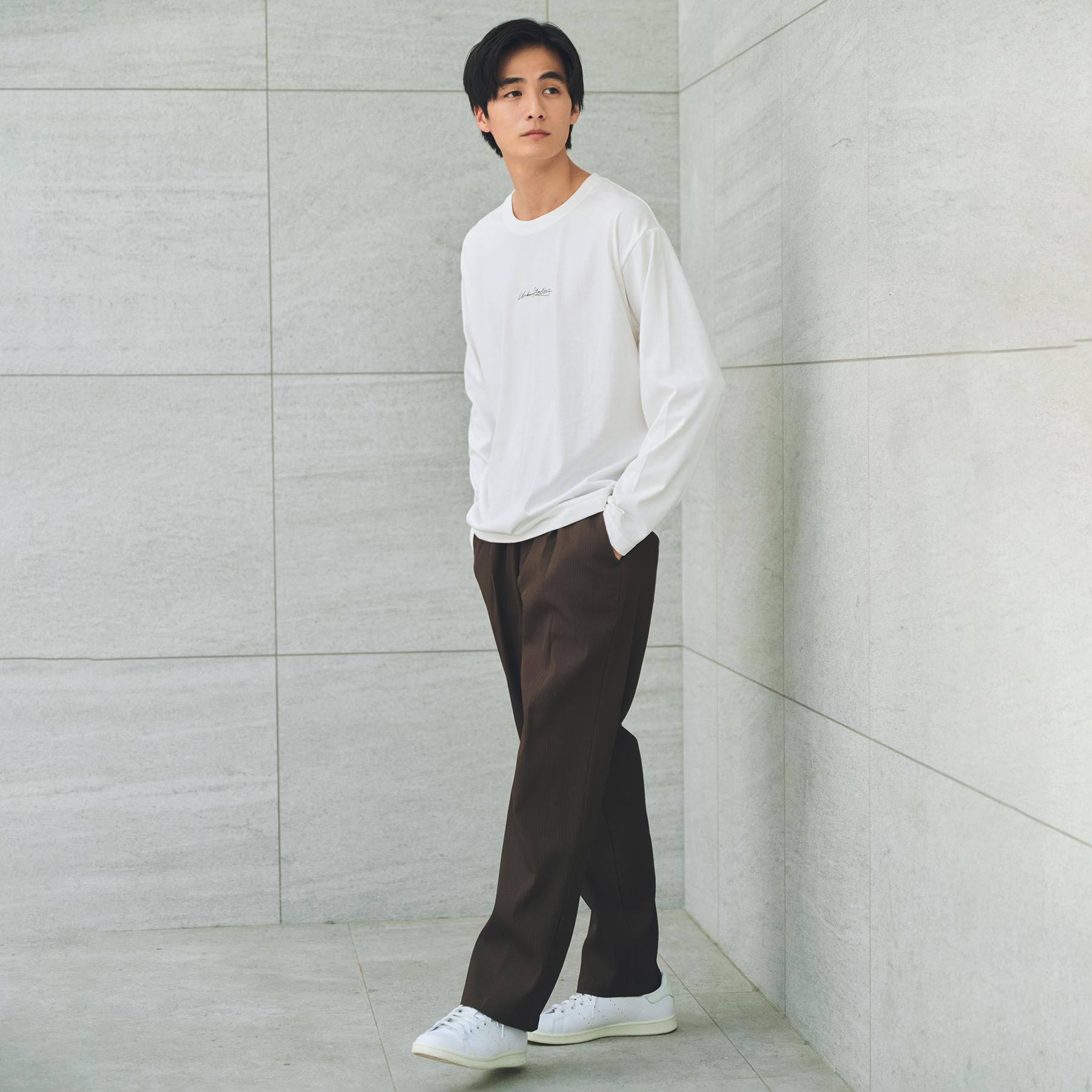 THE SHOP TK「フォトグラフプリント長袖Tシャツ【洗濯機OK】」|Tシャツ・カットソー|