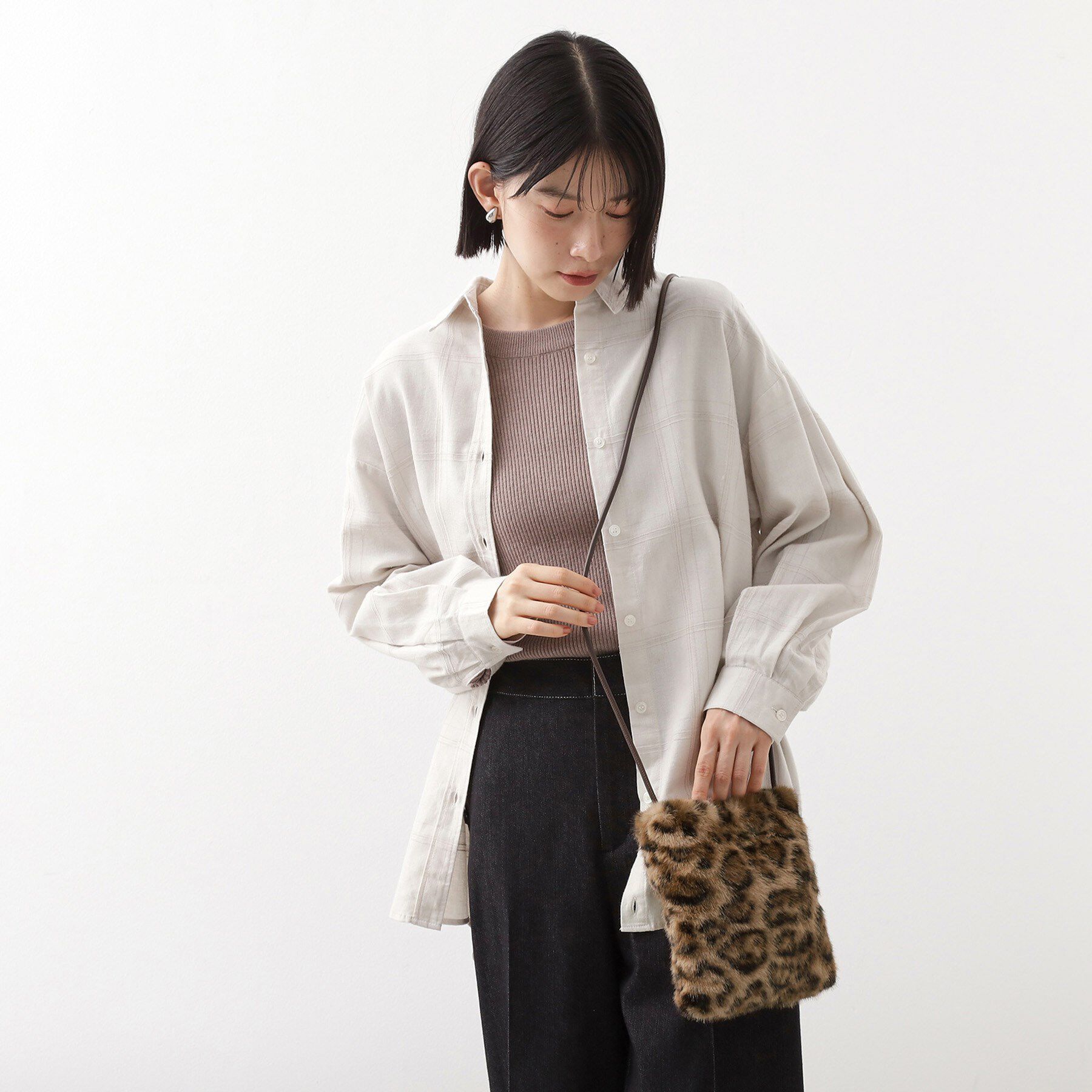 THE SHOP TK「フェイクファーショルダーミニバッグ」|ショルダー・メッセンジャー|キャメルブラウン(1