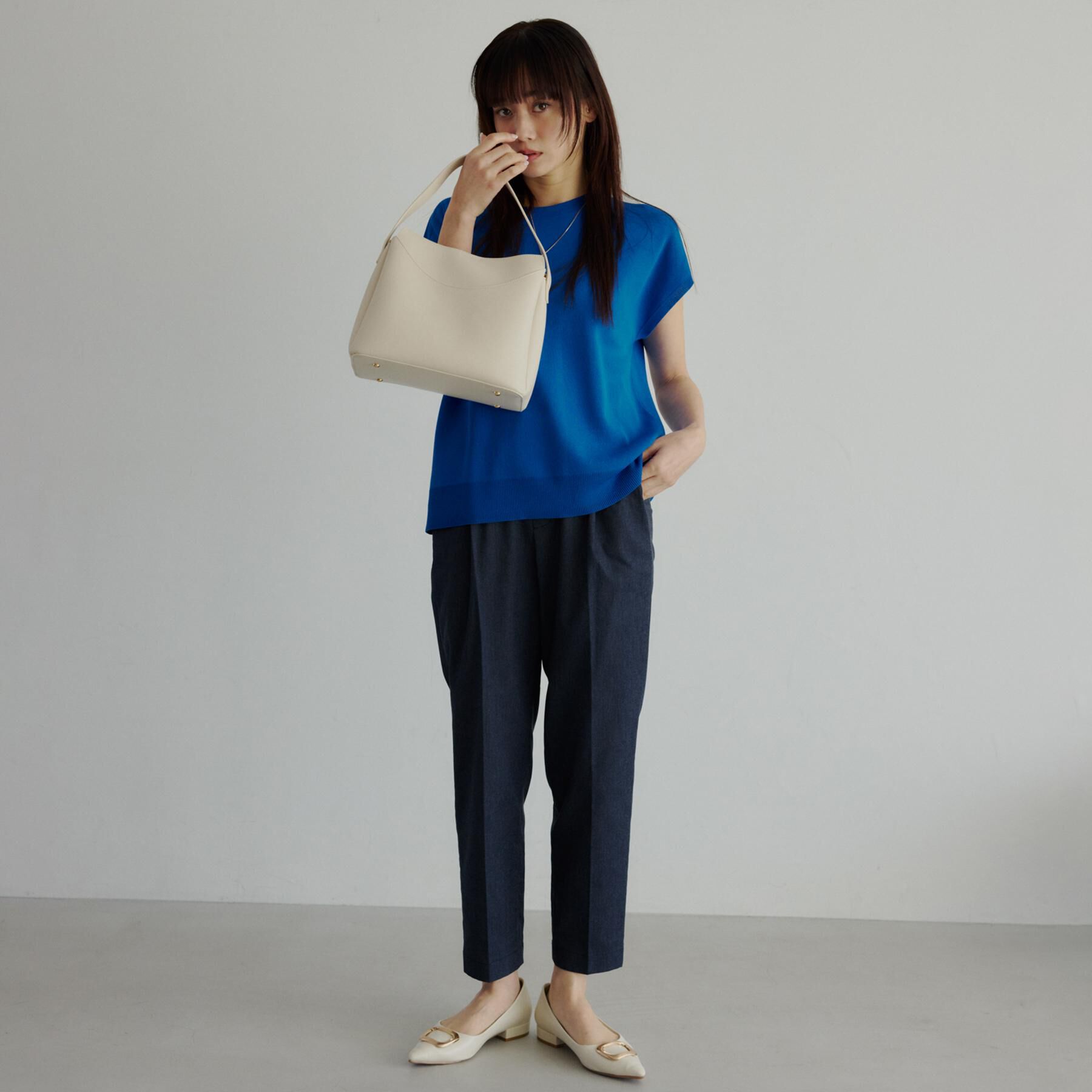 THE SHOP TK「【S-XL/ひんやりタッチ】多機能フレンチスリーブニット 洗濯機OK/UVケア/毛玉になりにくい」|ニット・セーター|