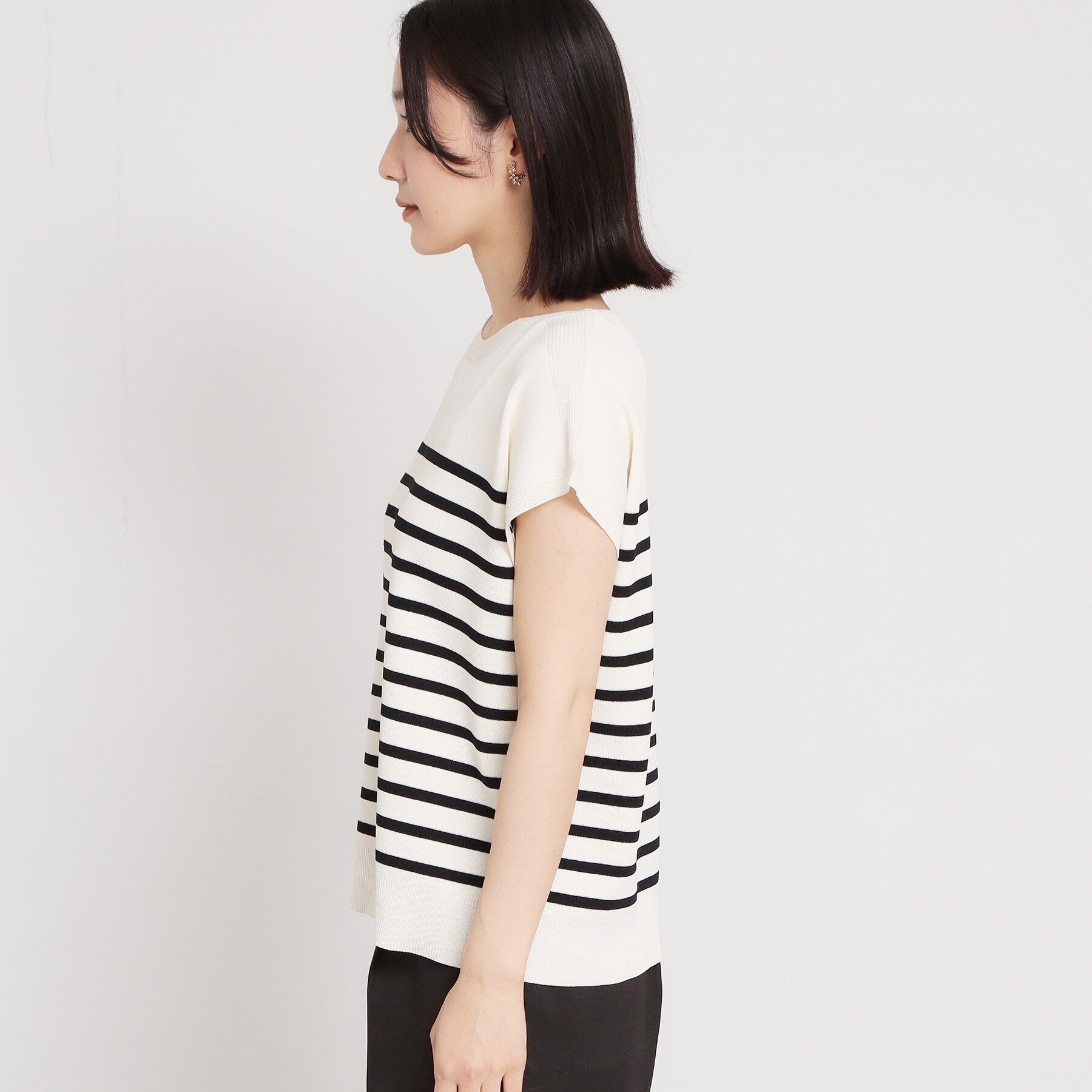 THE SHOP TK「【S-XL/ひんやりタッチ】多機能フレンチスリーブニット 洗濯機OK/UVケア/毛玉になりにくい」|ニット・セーター|