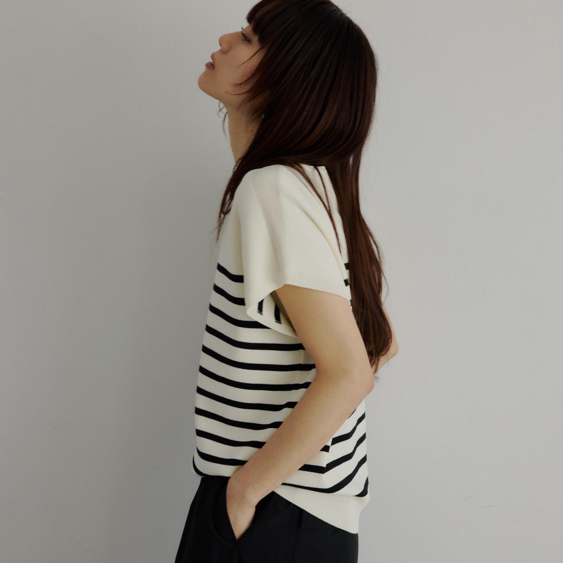 THE SHOP TK「【S-XL/ひんやりタッチ】多機能フレンチスリーブニット 洗濯機OK/UVケア/毛玉になりにくい」|ニット・セーター|