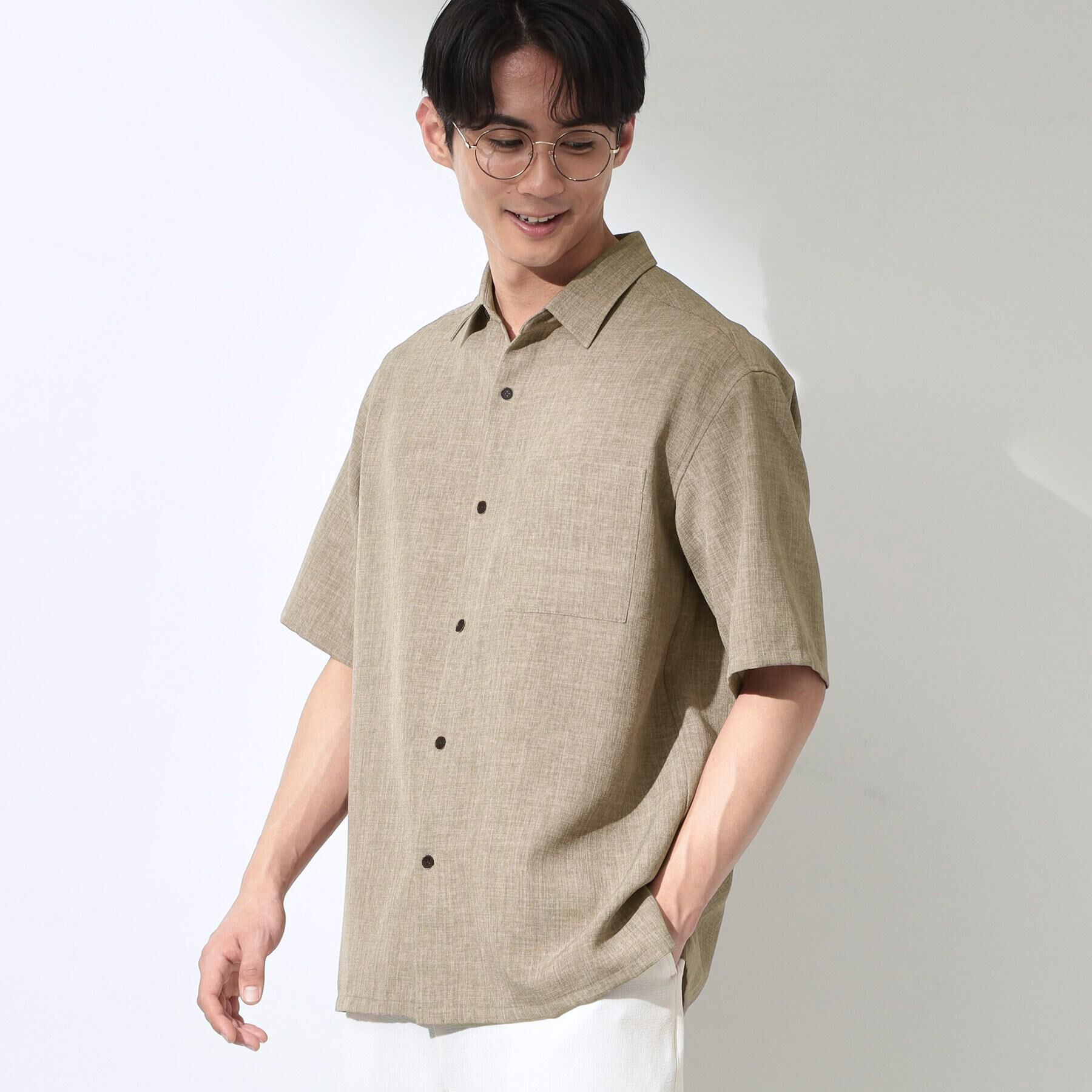 THE SHOP TK「【LINO FINE】 リネンライク半袖シャツ UVカット／イージーケア／吸水速乾／洗濯機OK／セッ」|シャツ・ブラウス|