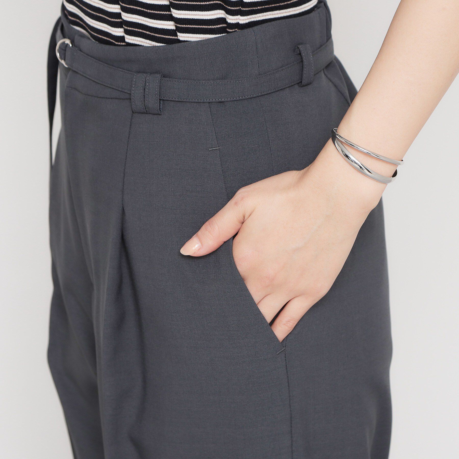 THE SHOP TK「【セットアップ可】麻調共ベルト付 ワイドパンツ」|その他|