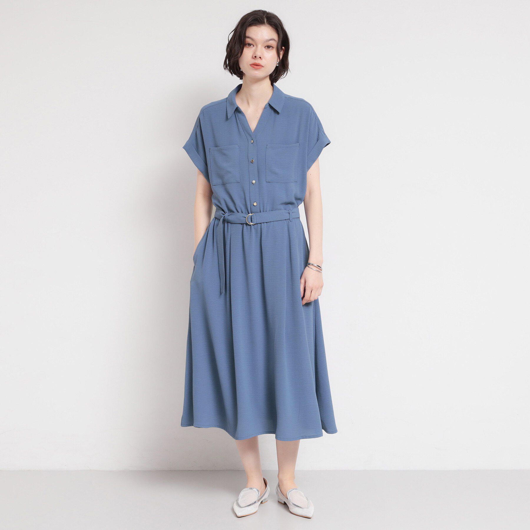 THE SHOP TK「【S-XL/ひんやり/防しわ】欲しいが詰まった 上品フィット＆フレアワンピース」|ワンピース|