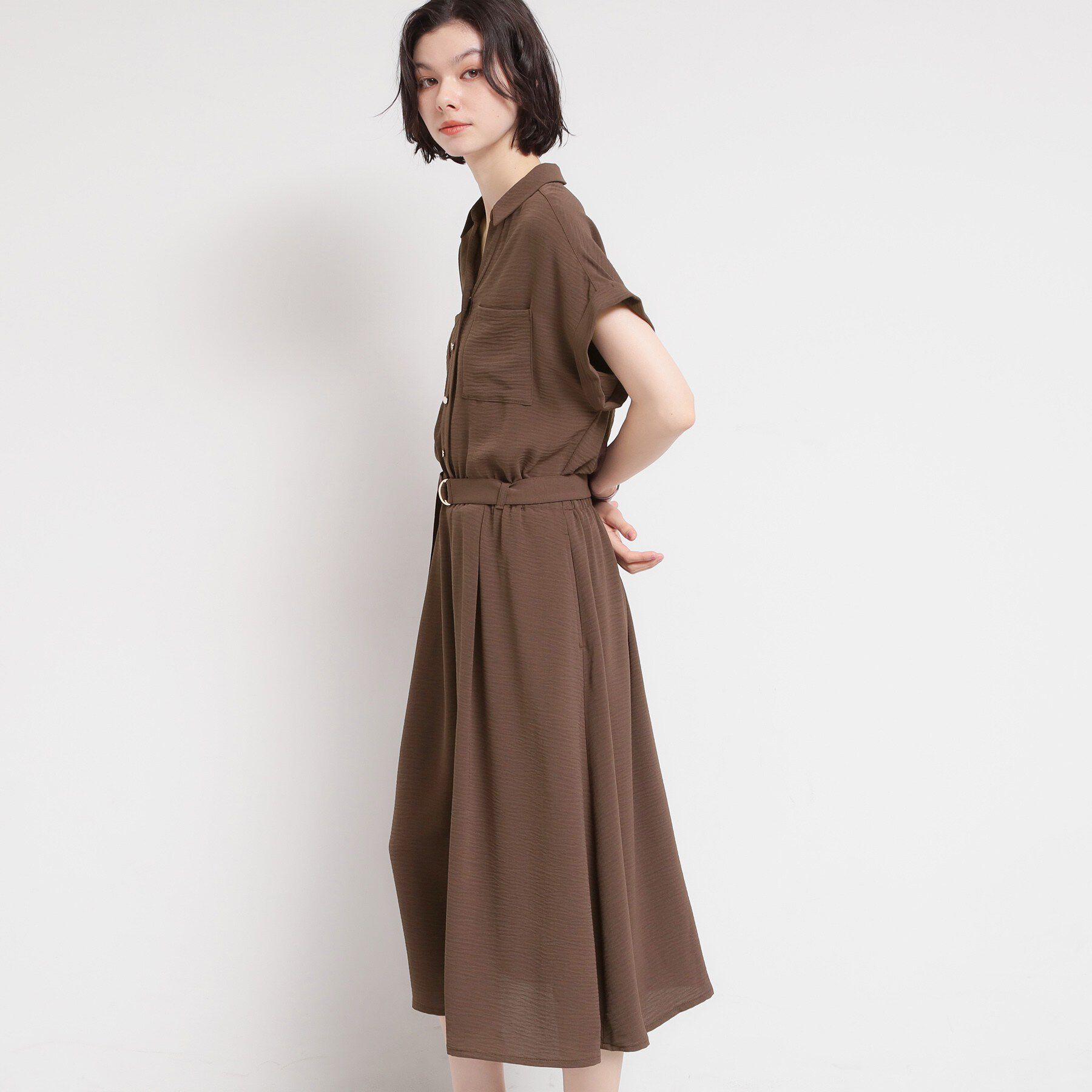 THE SHOP TK「【S-XL/ひんやり/防しわ】欲しいが詰まった 上品フィット＆フレアワンピース」|ワンピース|