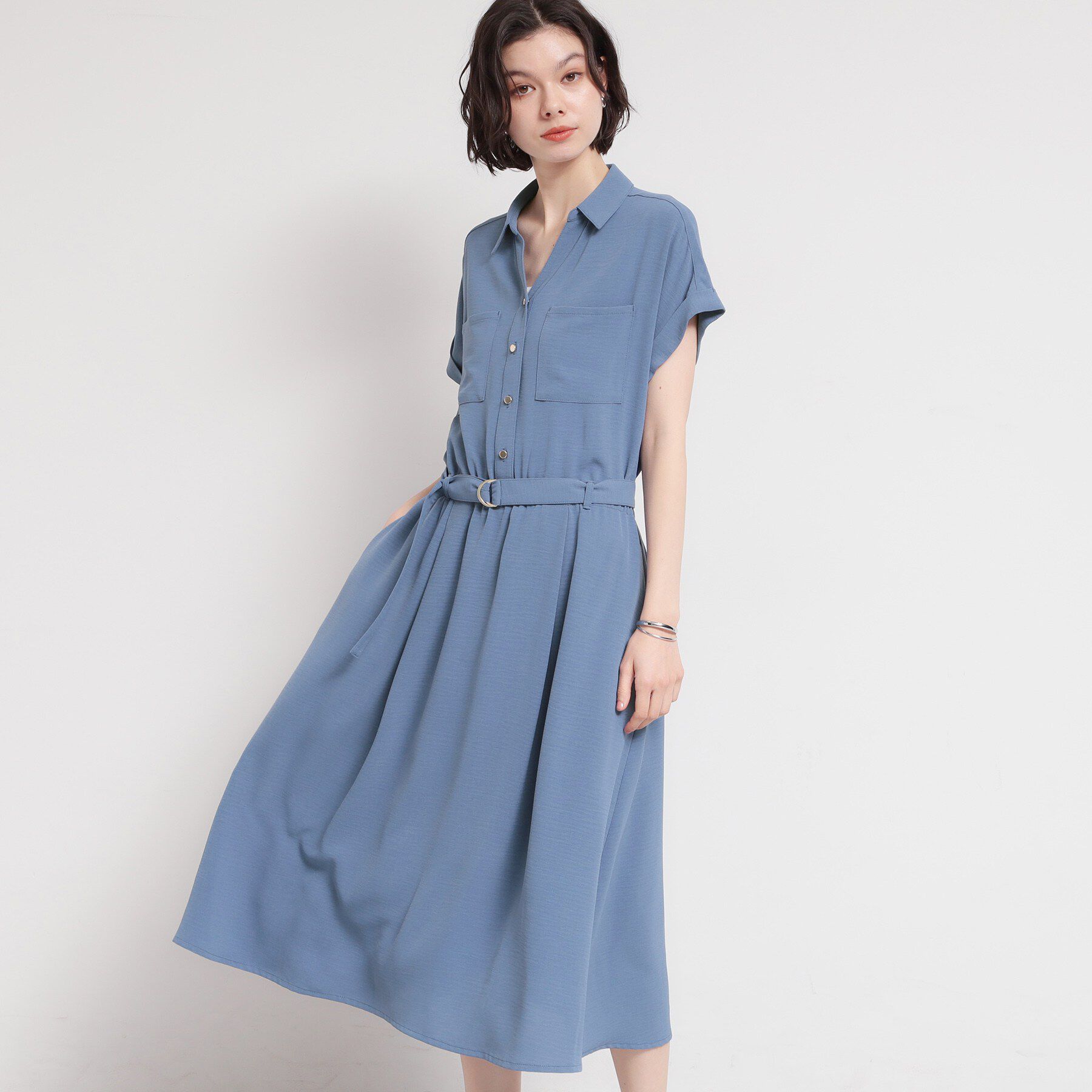 THE SHOP TK「【S-XL/ひんやり/防しわ】欲しいが詰まった 上品フィット＆フレアワンピース」|ワンピース|