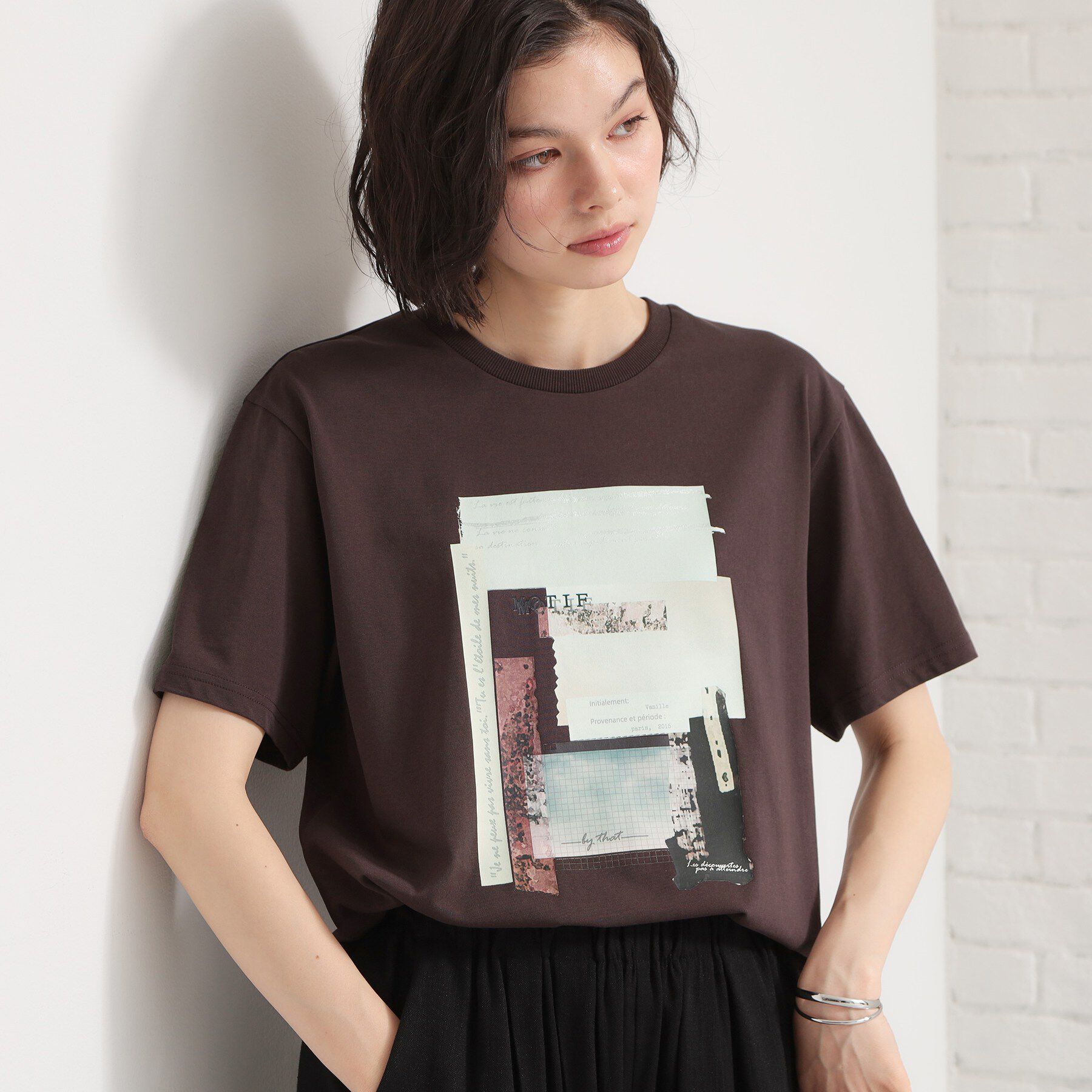 THE SHOP TK「【ひんやりさらさら】ロゴアソートクルーネックTシャツ」|Tシャツ・カットソー|ブラウン(144)
