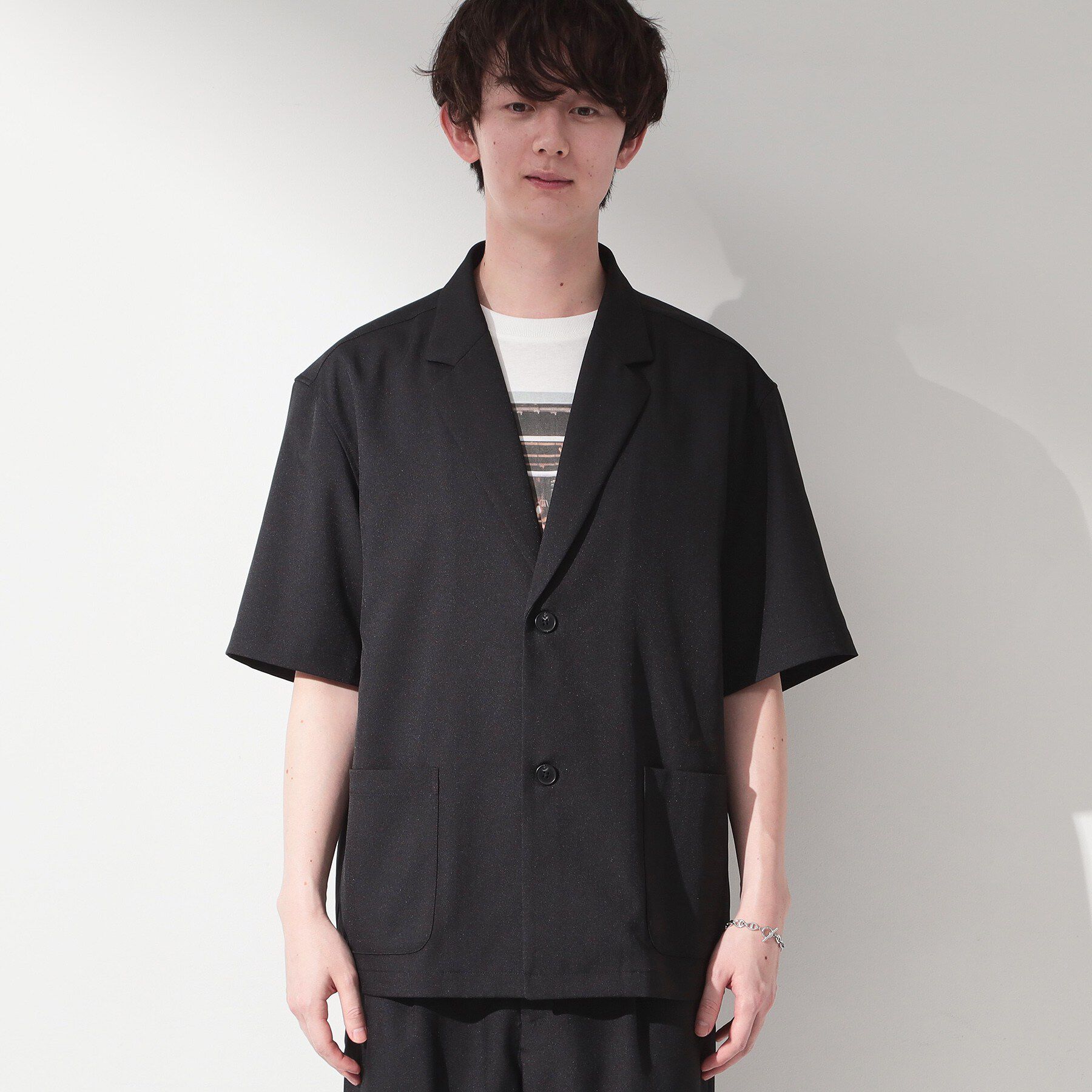 THE SHOP TK「リラックスワイド 5分袖ジャケット セットアップ可／洗濯機OK」|テーラードジャケット|