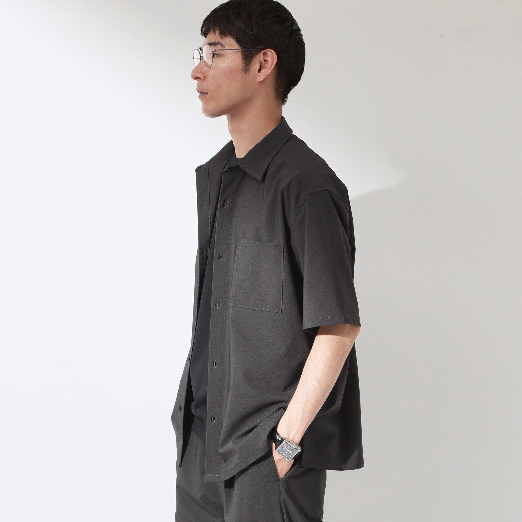 THE SHOP TK「クールウェザー 半袖シャツ 接触冷感／洗濯機OK／セットアップ可」|シャツ・ブラウス|