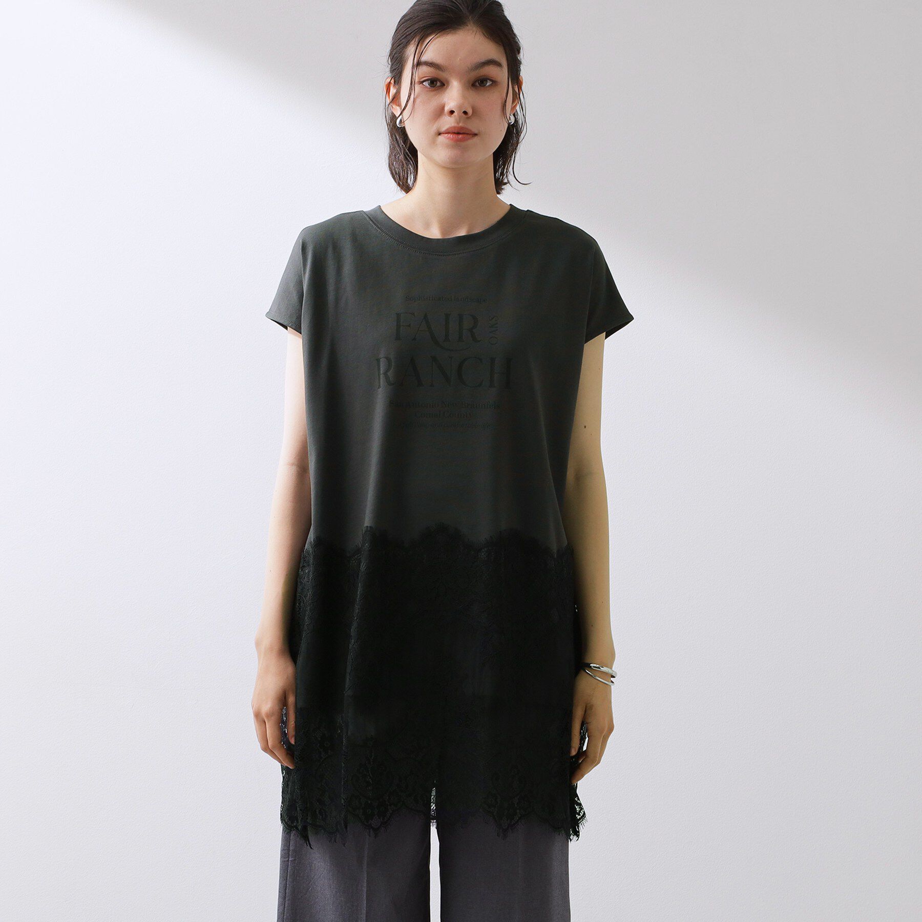 THE SHOP TK「レース切替 ロングTシャツ」|Tシャツ・カットソー|
