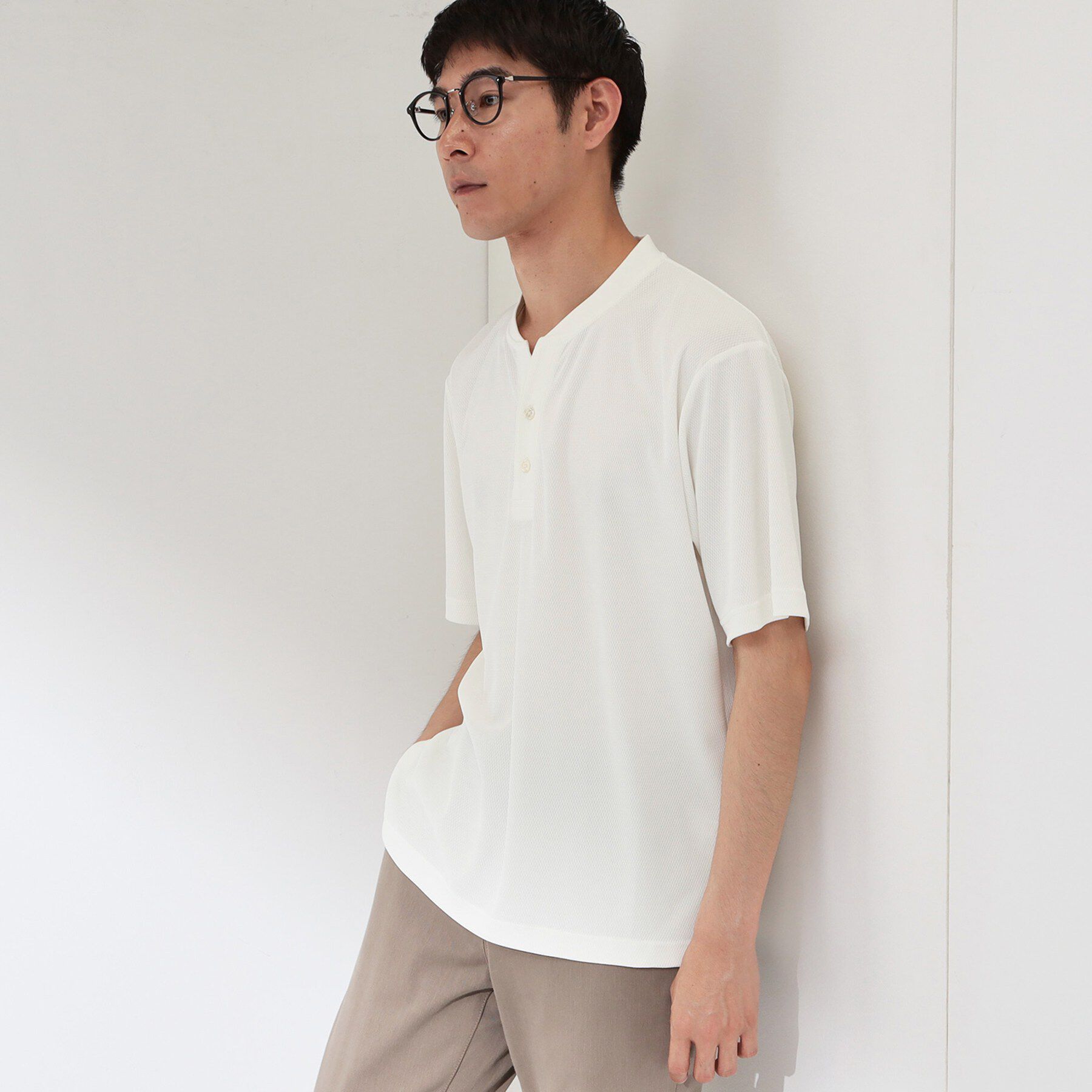 THE SHOP TK「【サラッと軽い着心地に。】BO-NO HENLEY TEE/ボーノヘンリーネック Tシャツ　吸水速乾」|Tシャツ・カットソー|
