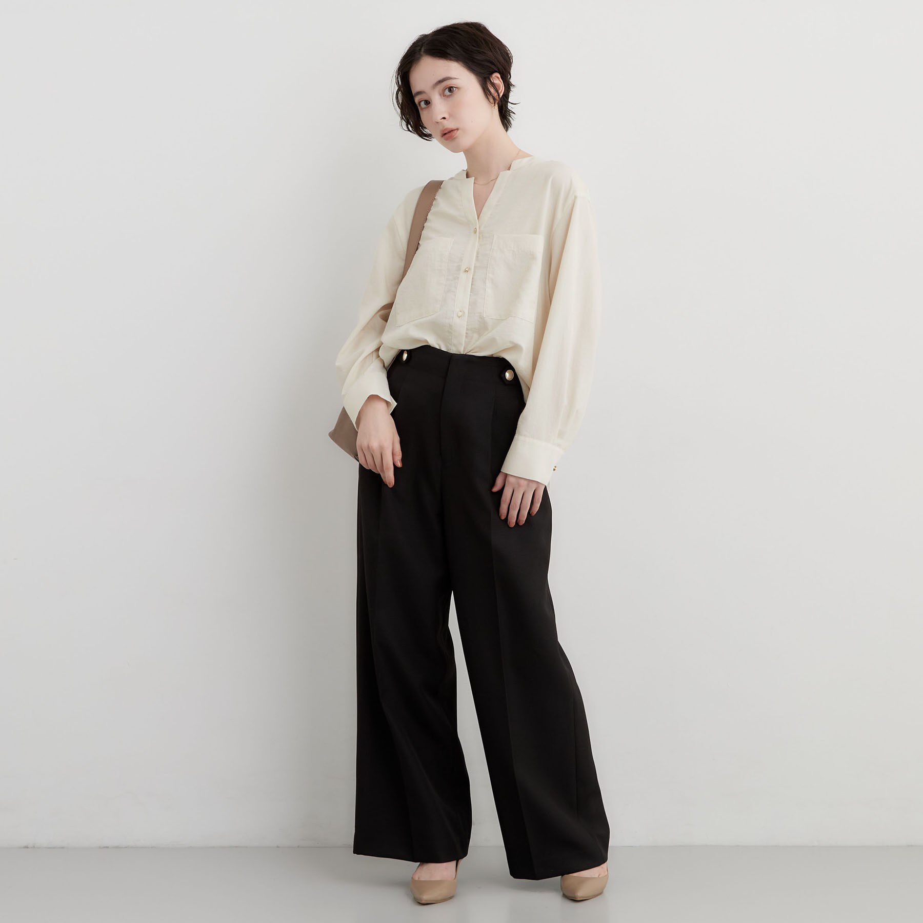 THE SHOP TK「【刻みネックですっきり見え】Wポケット金ボタンシャツ」|シャツ・ブラウス|