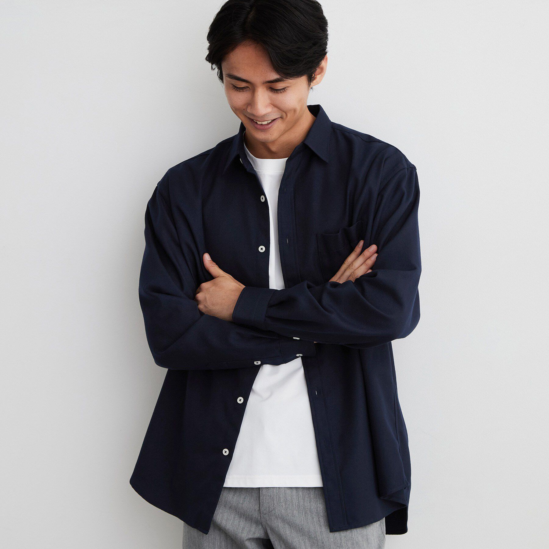 THE SHOP TK「【防シワ／洗濯機OK】アソート 長袖ネルシャツ」|シャツ・ブラウス|ネイビー(094)