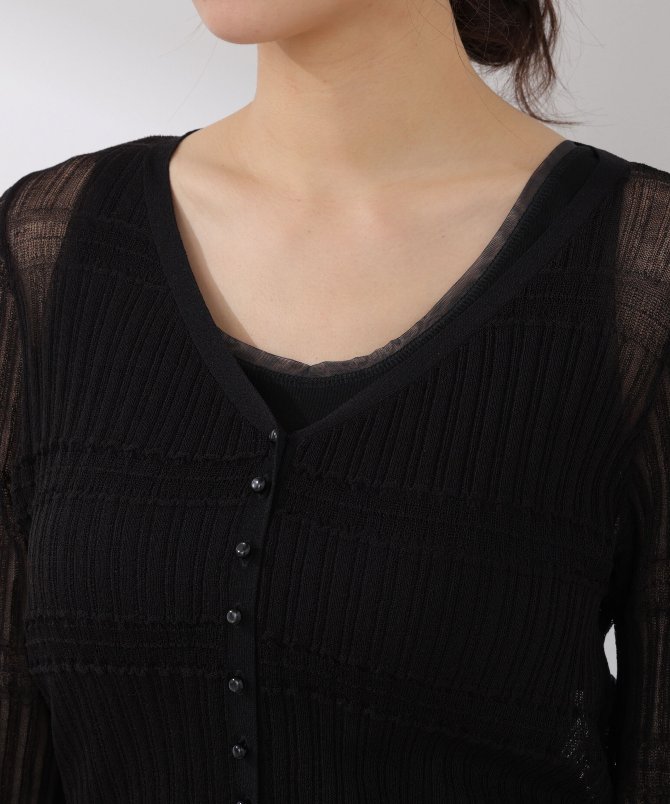 PROPORTION BODY DRESSING「〈a/mie〉変わり織透かし編みカーディガン 26SS」|ニット・セーター|