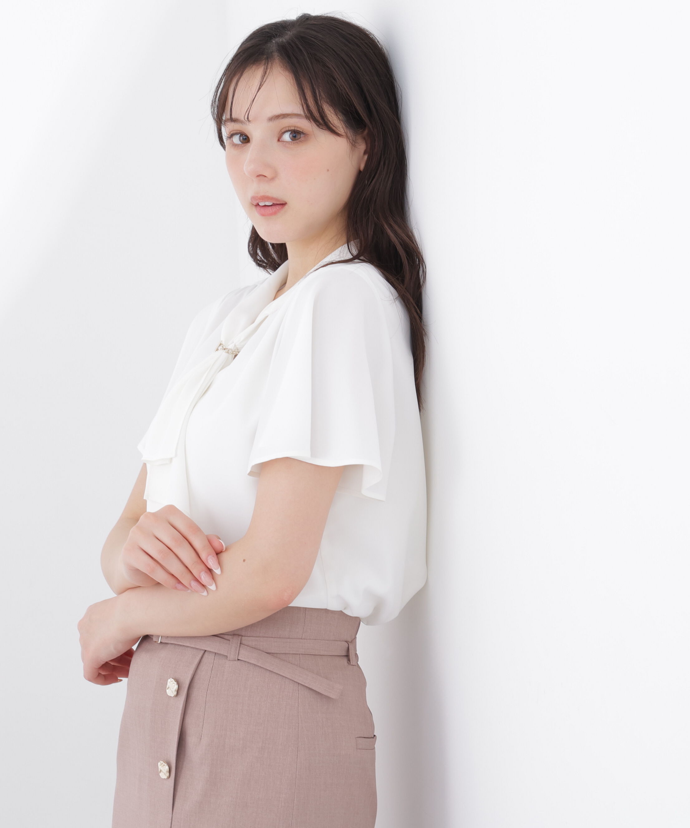 PROPORTION BODY DRESSING「チェーン付きフリルタイブラウス」|シャツ・ブラウス|