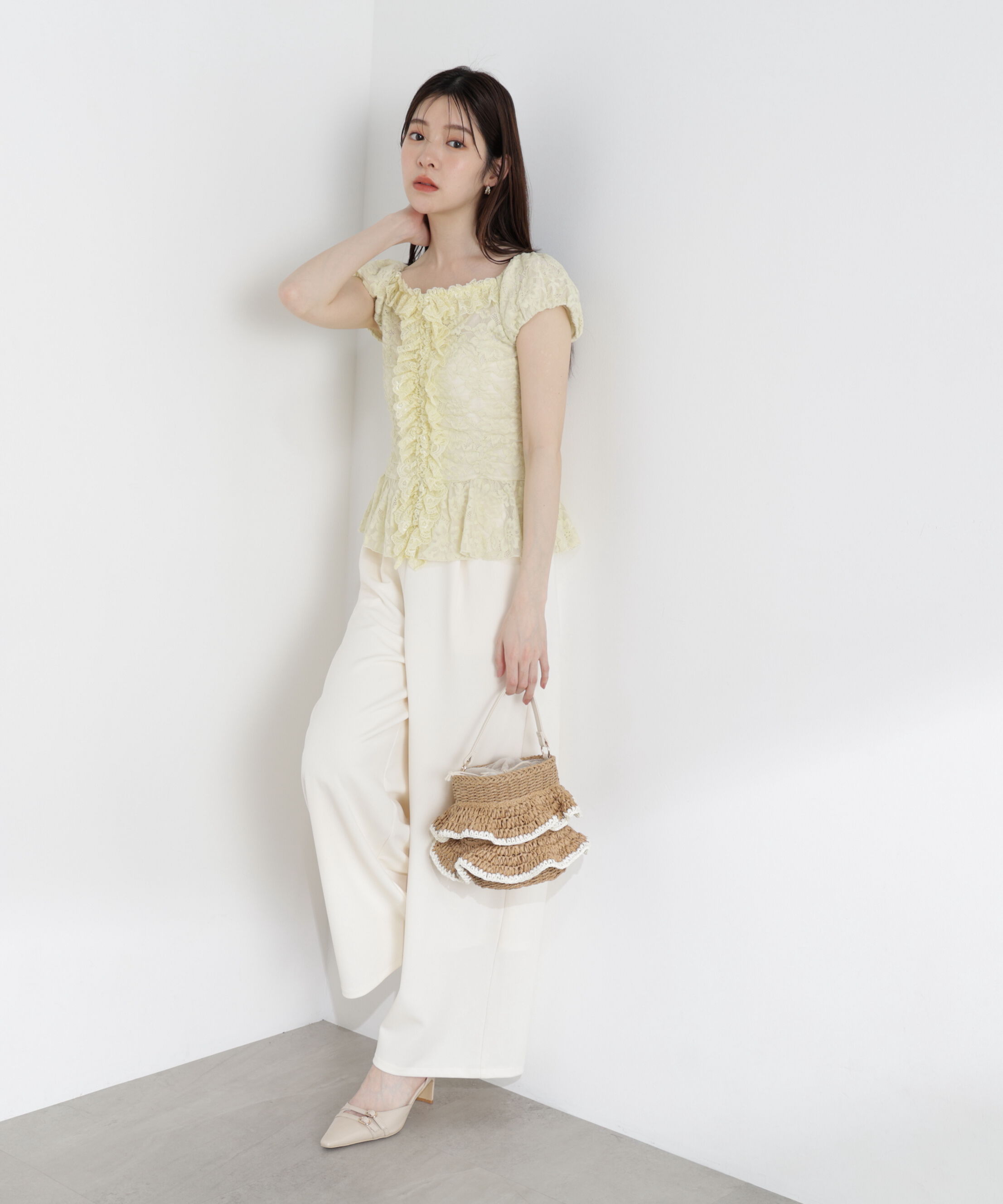 PROPORTION BODY DRESSING「〈a/mie〉カットジョーゼットイージーパンツ」|その他|エクリュ1