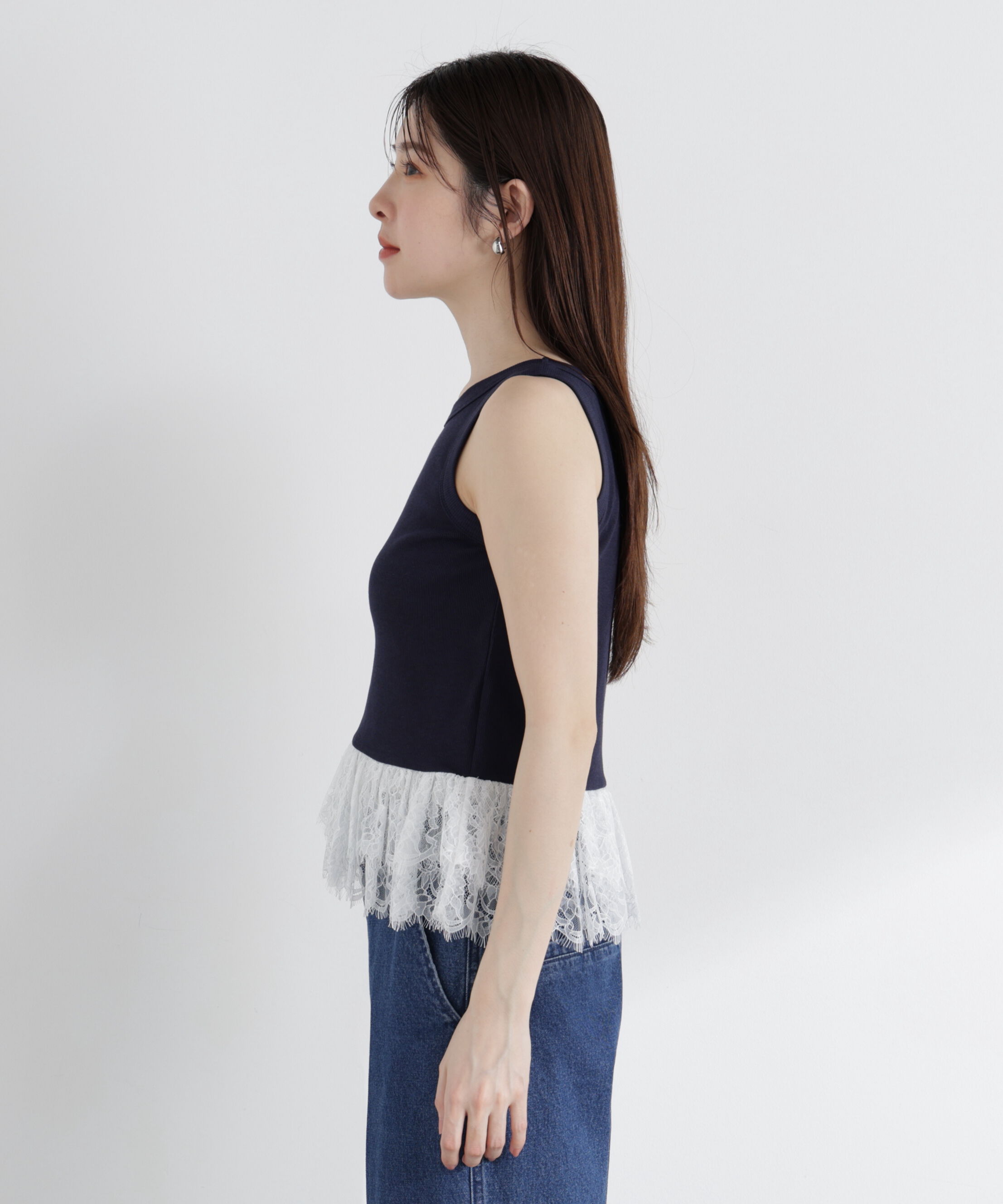 PROPORTION BODY DRESSING「＜中川紅葉さん着用＞〈a/mie〉レースペプラムタンク」|Tシャツ・カットソー|