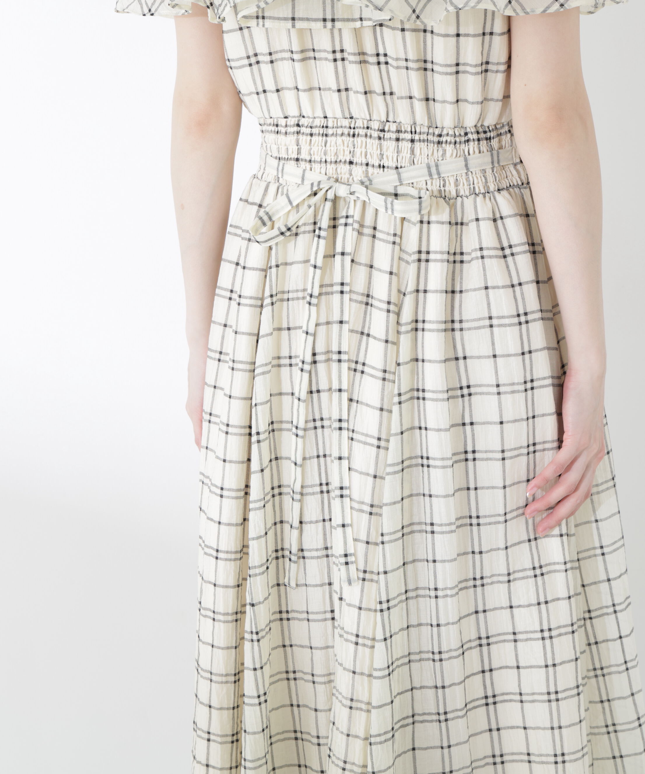 PROPORTION BODY DRESSING「シアーチェックオフショルワンピース26SS」|ワンピース|