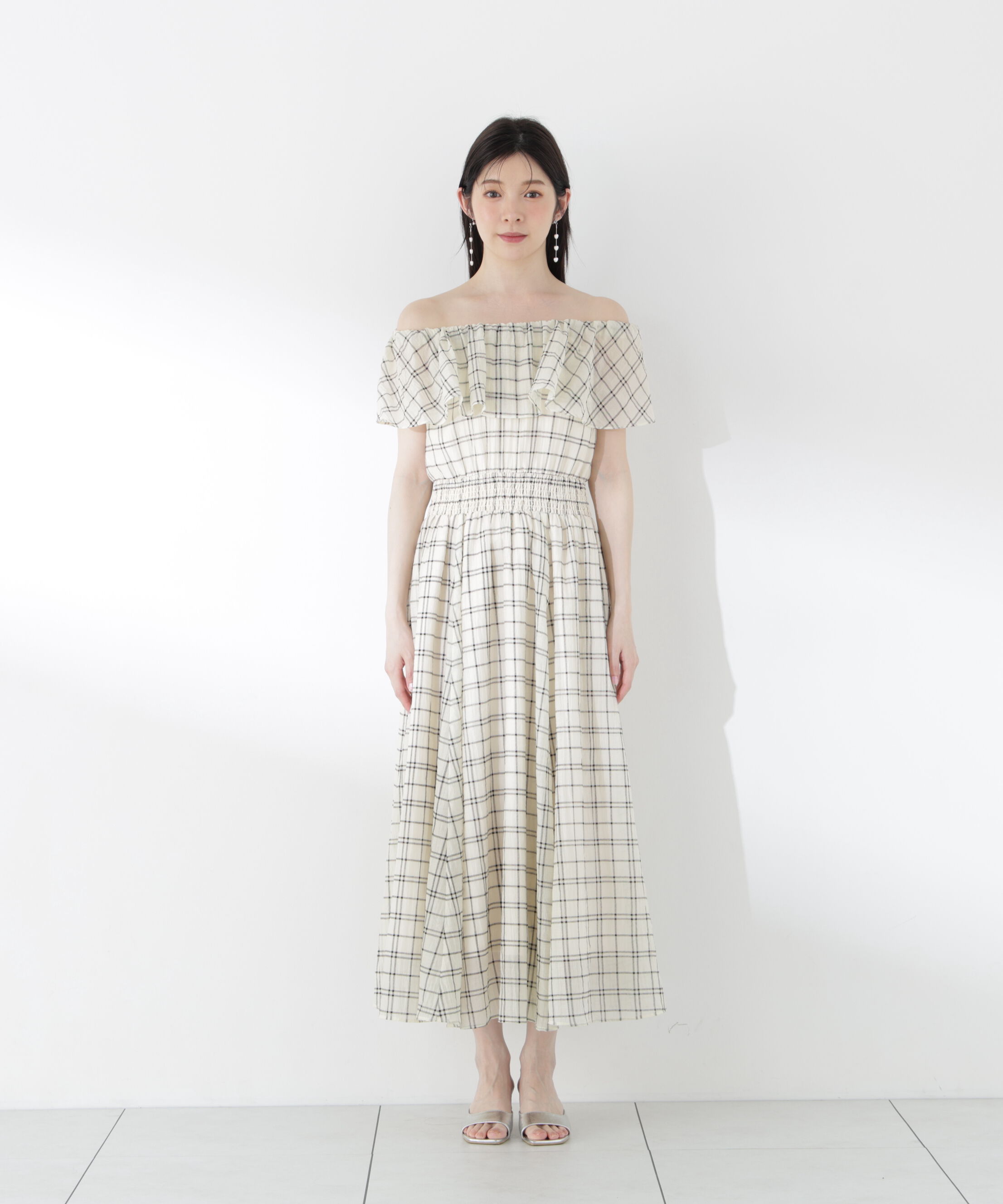 PROPORTION BODY DRESSING「シアーチェックオフショルワンピース26SS」|ワンピース|