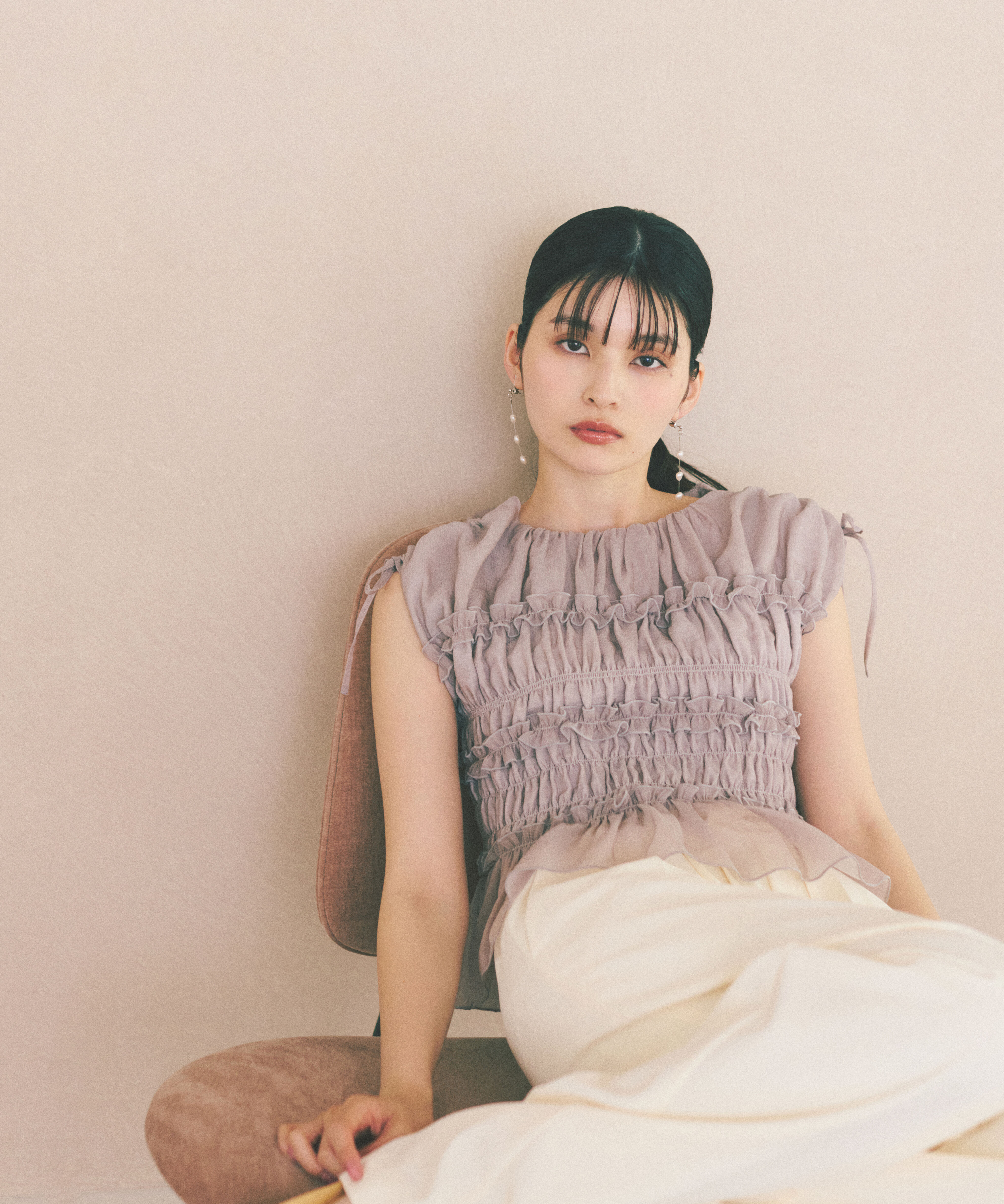 PROPORTION BODY DRESSING「〈a/mie〉シャーリングフリルブラウス＜ブルー：WEB限定＞」|シャツ・ブラウス|