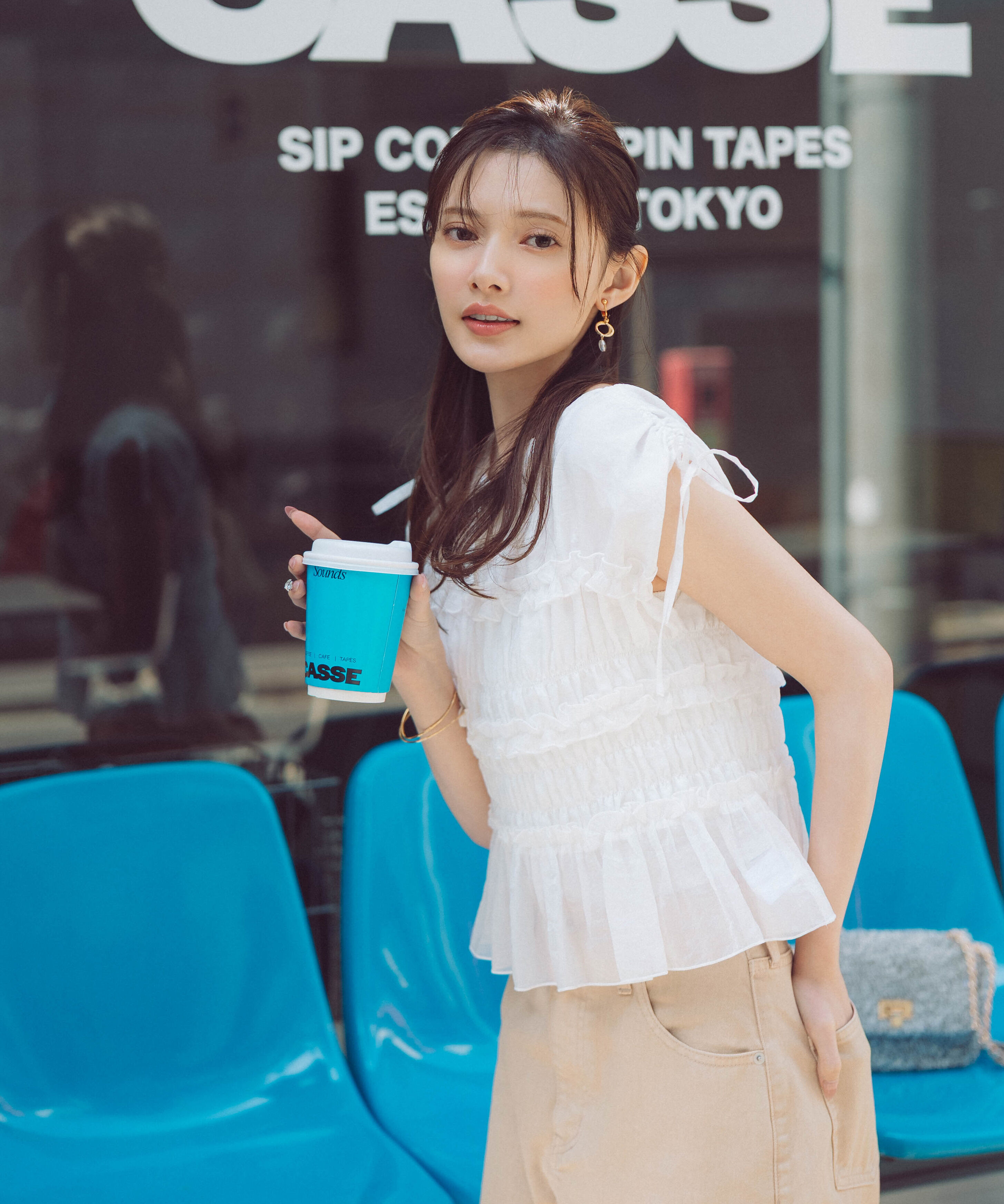 PROPORTION BODY DRESSING「〈a/mie〉シャーリングフリルブラウス＜ブルー：WEB限定＞」|シャツ・ブラウス|