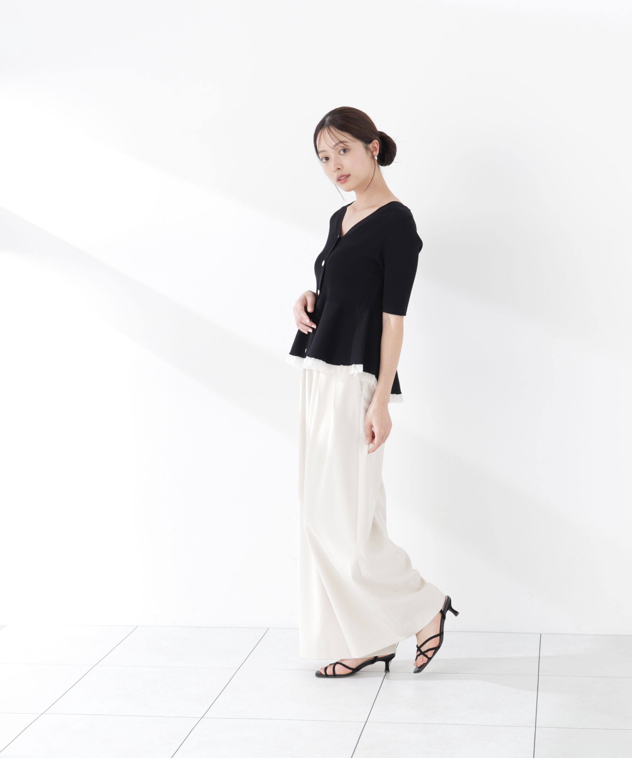 PROPORTION BODY DRESSING「＜一部追加生産予約＞部分シアーペプラムニット」|ニット・セーター|