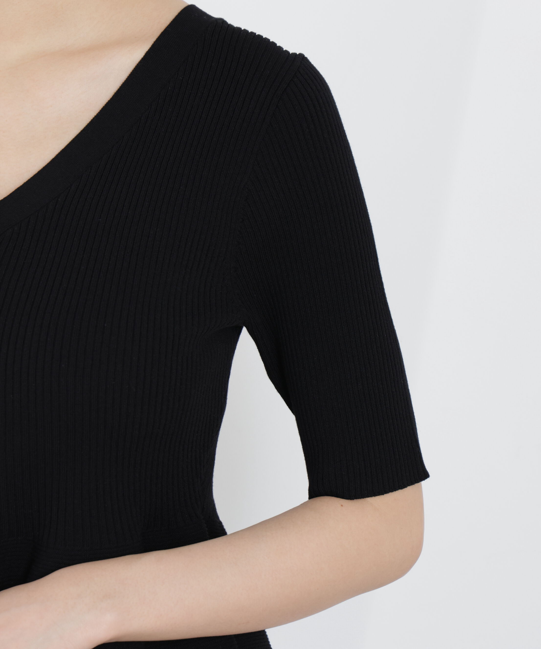 PROPORTION BODY DRESSING「＜一部追加生産予約＞部分シアーペプラムニット」|ニット・セーター|